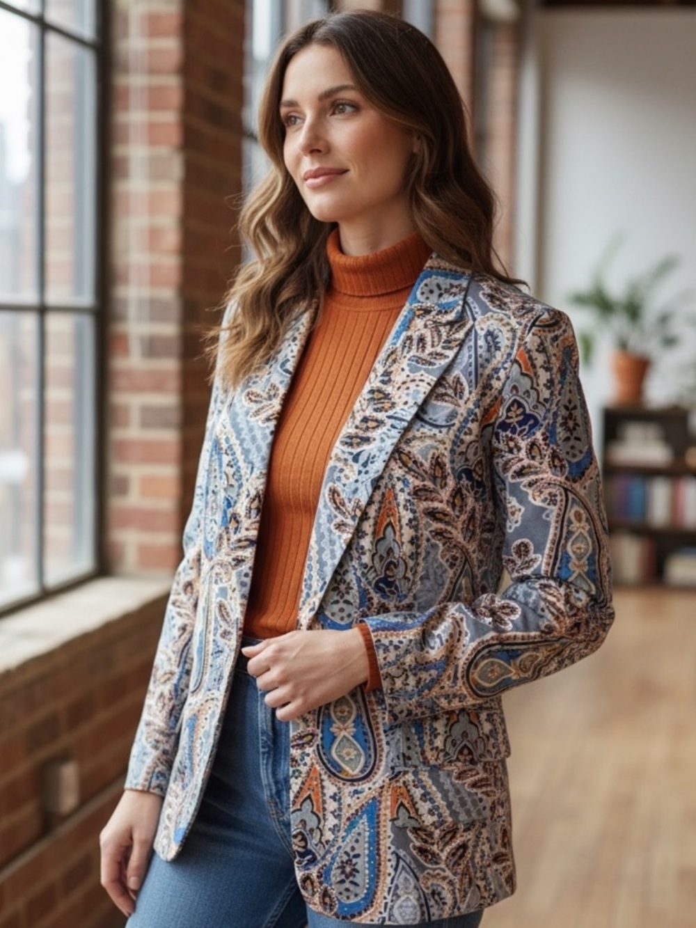 NWT Maree Pour Toi Paisley Floral Patterned Blazer Suit Jacket - Career Wear